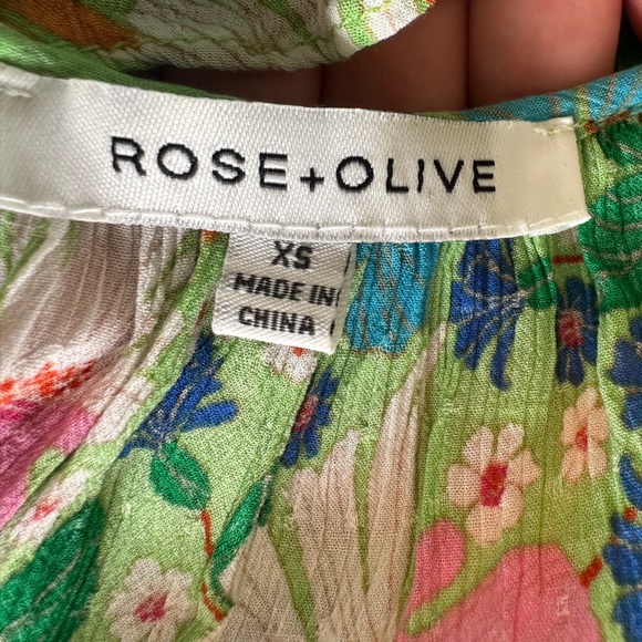 Gorgeous Rose+Olive green floral sheer blouse size XS - Picture 6 of 6